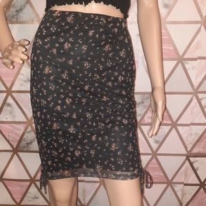 Windsor floral midi skirt side draw string